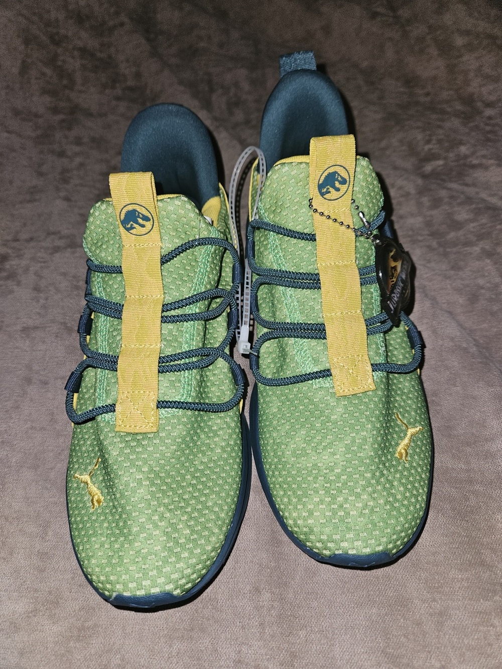 Puma Kids Green Sneakers with Yellow Pull Tabs
